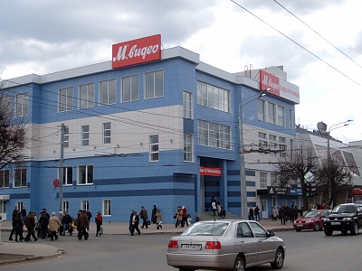 Световые короба М-Видео с баннерным лицом